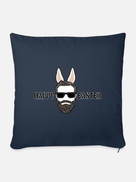 Happy Easter - Frohe Ostern - Bartträger - Sofakissenbezug 45 x 45 cm - Navy