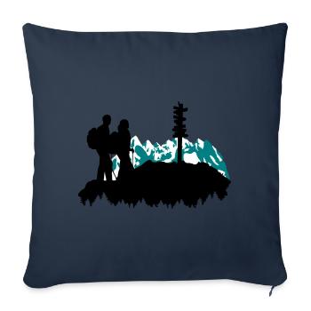 Randonnées en montagne - Randonneurs - Housse de coussin décorative 45 x 45 cm - bleu marine - Devant