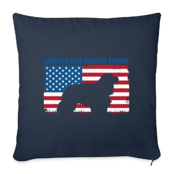 Cavalier King Charles Spaniel Cadeau - Housse de coussin décorative 45 x 45 cm - bleu marine - Devant