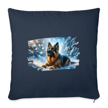 Berger allemand dans un paysage hivernal magique - Housse de coussin décorative 45 x 45 cm - bleu marine - Devant