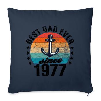 Meilleur papa du monde depuis 1977 Fête des Pères - Housse de coussin décorative 45 x 45 cm - bleu marine - Devant