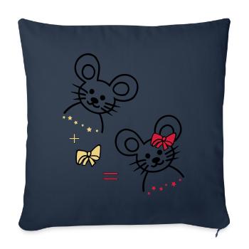 zwei niedliche Mäuse - Sofakissenbezug 45 x 45 cm - Navy - Vorne