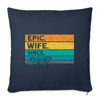 15ème anniversaire de mariage Couple Design 15 ans de mariage - Housse de coussin décorative 45 x 45 cm - bleu marine - Devant