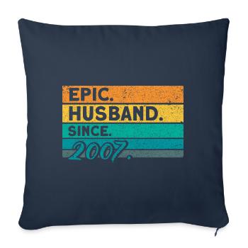 15ème anniversaire de mariage Couple Design 15 ans de mariage - Housse de coussin décorative 45 x 45 cm - bleu marine - Devant