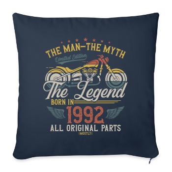 1992 Vintage Man Myth Legend Moto - Housse de coussin décorative 45 x 45 cm - bleu marine - Devant