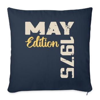 Mai 1975 Anniversaire Mai 1975 Cadeau Mai 1975 Mai - Housse de coussin décorative 45 x 45 cm - bleu marine - Devant