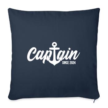 CAPITAINE DEPUIS 2024 - Housse de coussin décorative 45 x 45 cm - bleu marine - Devant