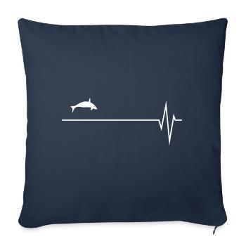Whale Orca Heartbeat Pulse Motif - Sofa pillowcase 17,3'' x 17,3'' (45 x 45 cm) - navy - Front