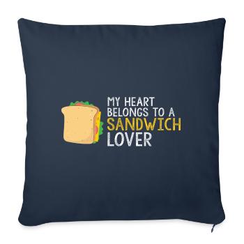 Mon coeur appartient au cadeau des amoureux des sandwichs - Housse de coussin décorative 45 x 45 cm - bleu marine - Devant