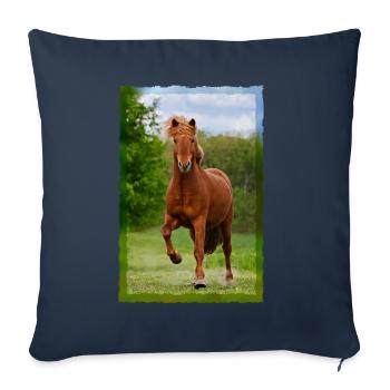 cheval islandais courir en tölt sur la photo de cheval de prairie - Housse de coussin décorative 45 x 45 cm - bleu marine - Devant
