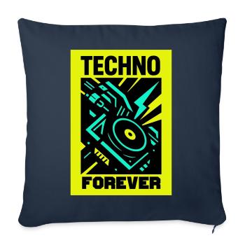Techno pour toujours - Housse de coussin décorative 45 x 45 cm - bleu marine - Devant
