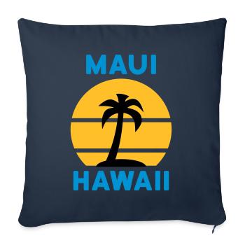 Maui, Hawaï (Soleil, Palmier, Île) - Housse de coussin décorative 45 x 45 cm - bleu marine - Devant