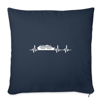 Herzschlag Segeln Segelsport Bootsliebe Herz EKG S - Sofakissenbezug 45 x 45 cm - Navy - Vorne