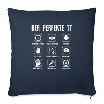 T-shirt de tournoi de cheval rouge Tournoi TT Perfect - Housse de coussin décorative 45 x 45 cm - bleu marine - Devant