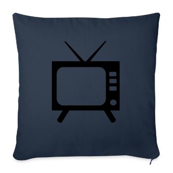 TV - téléviseur - Housse de coussin décorative 45 x 45 cm - bleu marine - Devant