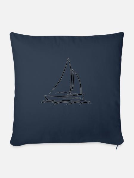 Boot Segelboot Sailing Boat See Meer Schiff Segeln - Sofakissenbezug 45 x 45 cm - Navy