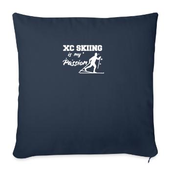 Ski de fond Ski de fond - Housse de coussin décorative 45 x 45 cm - bleu marine - Devant
