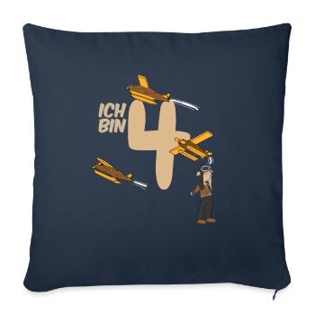 Anniversaire 4 ans pilote, avion T-shirt Quatre - Housse de coussin décorative 45 x 45 cm - bleu marine - Devant