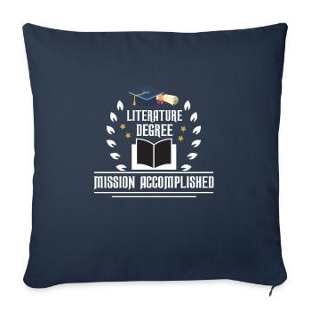 Diplôme en littérature - Housse de coussin décorative 45 x 45 cm - bleu marine - Devant