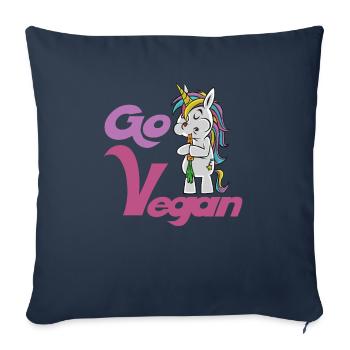 Vegan Unicorn Carrot Go Vegan Veggie Gift - Sofa pillowcase 17,3'' x 17,3'' (45 x 45 cm) - navy - Front