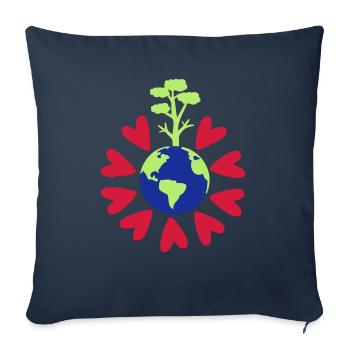 Aimez notre planète Terre - Housse de coussin décorative 45 x 45 cm - bleu marine - Devant