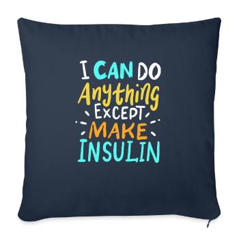 Diabète sucré cadeau d'insuline diabétique - Housse de coussin décorative 45 x 45 cm - bleu marine - Devant