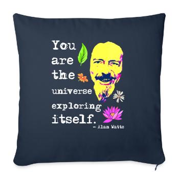 Vous êtes l’univers qui s’explore | Alan Watts - Housse de coussin décorative 45 x 45 cm - bleu marine - Devant