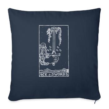 Tarot Card As des Épées - Épées Ass Cadeau - Housse de coussin décorative 45 x 45 cm - bleu marine - Devant