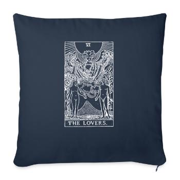 Tarot Carte Les Amoureux - Le Cadeau Amoureux - Housse de coussin décorative 45 x 45 cm - bleu marine - Devant