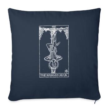 Carte de Tarot Le Pendu - Le Cadeau Pendu - Housse de coussin décorative 45 x 45 cm - bleu marine - Devant