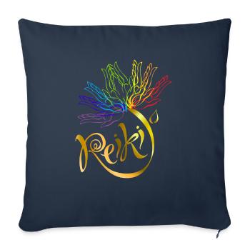 Cadeau de guérison du maître chakra spirituel Reiki - Housse de coussin décorative 45 x 45 cm - bleu marine - Devant