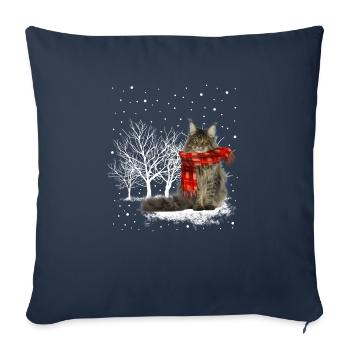 Snow cat Maine Coon im Winter - Sofakissenbezug 45 x 45 cm - Navy - Vorne