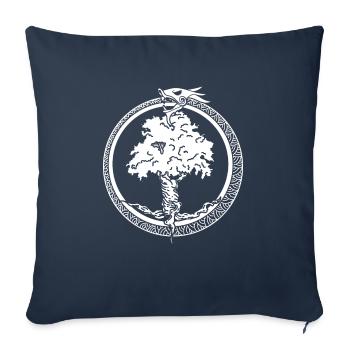 Arbre du monde, Weltenesche, Ouroboros, Serpent - Housse de coussin décorative 45 x 45 cm - bleu marine - Devant