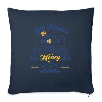 Bee Keepers Pollinators Honey Farmer Bottle Label - Housse de coussin décorative 45 x 45 cm - bleu marine - Devant