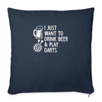 Fléchettes et bière - Housse de coussin décorative 45 x 45 cm - bleu marine - Devant
