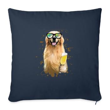 Cheers - Golden Retriever Chien Cadeaux - Housse de coussin décorative 45 x 45 cm - bleu marine - Devant