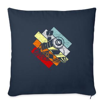 Train trains modèle ferroviaire cadeau de chemin de fer - Housse de coussin décorative 45 x 45 cm - bleu marine - Devant