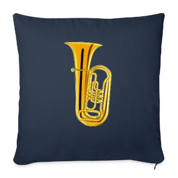 Instrument de musique TUBA - Housse de coussin décorative 45 x 45 cm - bleu marine - Devant