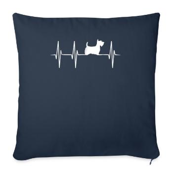 Scottish Terrier chien Heartbeat Scottie - Housse de coussin décorative 45 x 45 cm - bleu marine - Devant