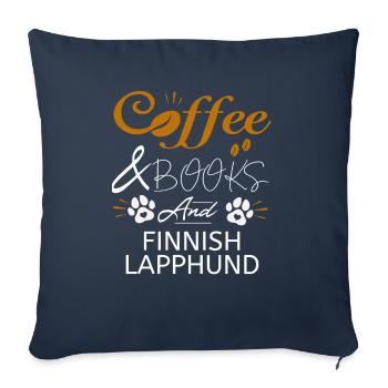 Finnish Lapphund Coffee Books Dogs Lapphunds - Sofa pillowcase 17,3'' x 17,3'' (45 x 45 cm) - navy - Front