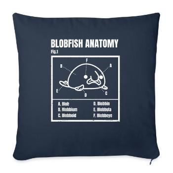 Blobby the Blobfish - Official Blobatomy - Funny - Sofa pillowcase 17,3'' x 17,3'' (45 x 45 cm) - navy - Front