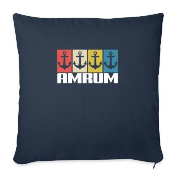 Amrum Anker Boussole mer du Nord île de brouillard patrie - Housse de coussin décorative 45 x 45 cm - bleu marine - Devant