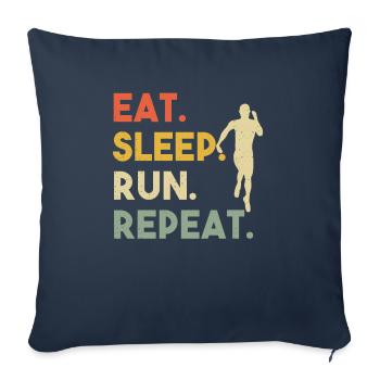 Eat Sleep Run Repeat Rétro Coureurs d’entraînement en plein air - Housse de coussin décorative 45 x 45 cm - bleu marine - Devant