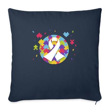 Autisme Autiste Asberger Autisme Awareness Puzzle - Housse de coussin décorative 45 x 45 cm - bleu marine - Devant