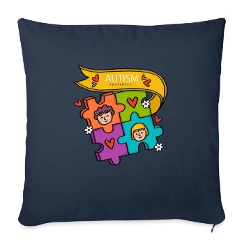 Autisme Autiste Asberger Autisme Awareness Puzzle - Housse de coussin décorative 45 x 45 cm - bleu marine - Devant