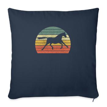 Pony Rétro Cavalier Cheval Cheval Cheval - Housse de coussin décorative 45 x 45 cm - bleu marine - Devant