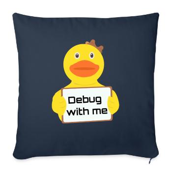 Rubber Duck - Gomme - Debug with me - Housse de coussin décorative 45 x 45 cm - bleu marine - Devant
