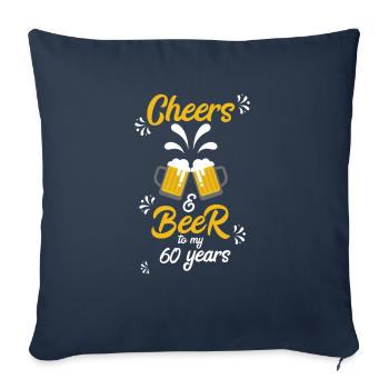 60 ans anniversaire anniversaire de la bière - Housse de coussin décorative 45 x 45 cm - bleu marine - Devant