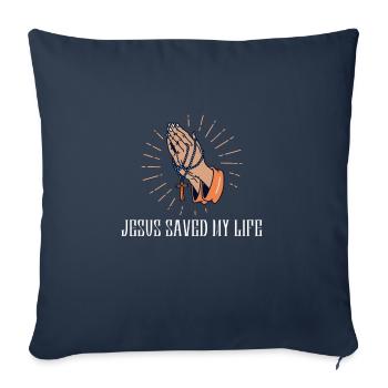 God Jesus Saved my Live Cross Religious - Housse de coussin décorative 45 x 45 cm - bleu marine - Devant