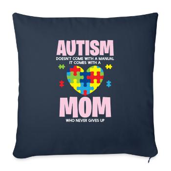 Autisme - Maman Est Fier - Housse de coussin décorative 45 x 45 cm - bleu marine - Devant